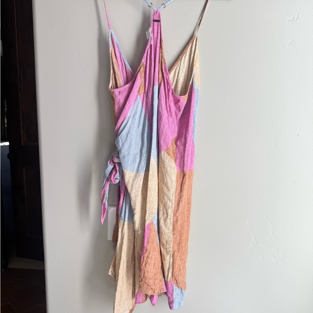 O’Neill boho wrap sundress tie waist beach vacay surf brand colorblock maxi XL - Picture 6 of 7